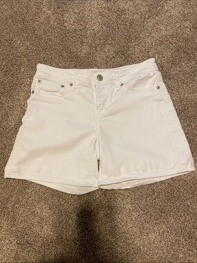 Seven7 White Denim Shorts - High-Rise Five-Pocket